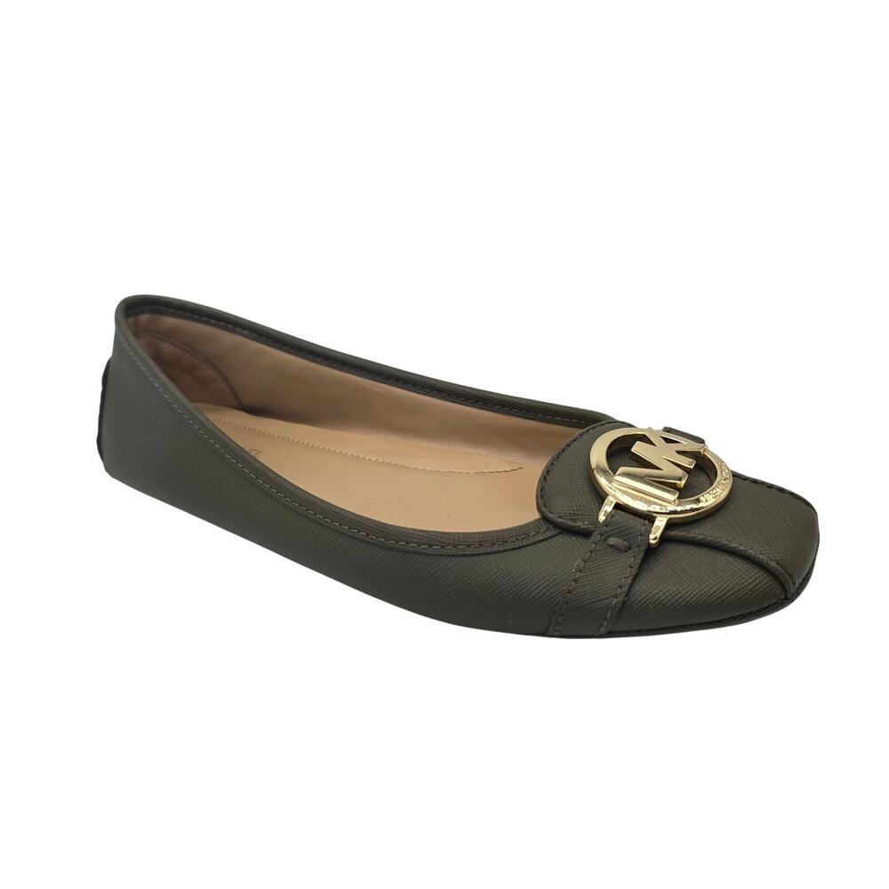 Michael Kors Ballet Flat Green Olive Slip On Moccasin Drivers Women's 7.5M